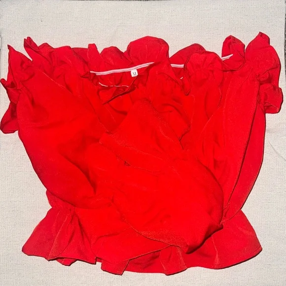 Red Off-Shoulder Ruffle Top - Picture 3 of 3